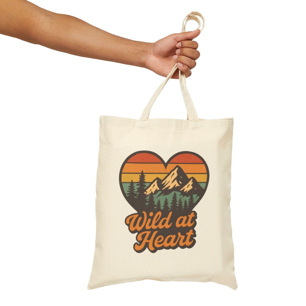 Wild at Heart Canvas Tote — Retro Mountain Heart Eco Shopper