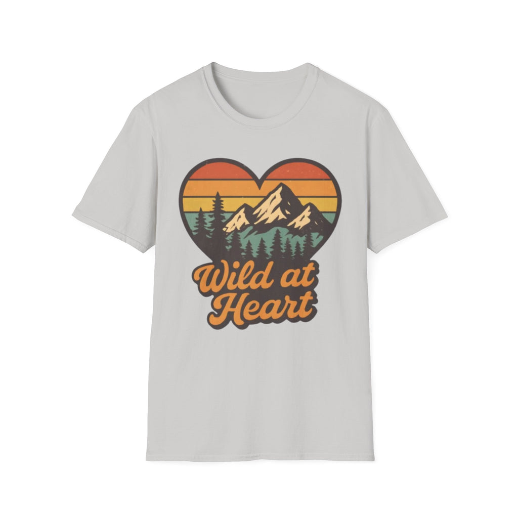 "Wild at Heart" Mountain Heart Retro Sunset Nature Tee Shirt
