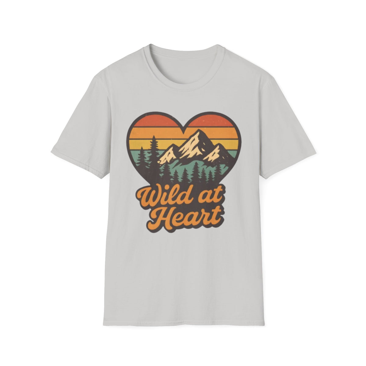"Wild at Heart" Mountain Heart Retro Sunset Nature Tee Shirt