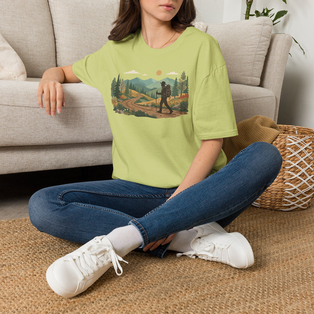 Hiker Mountain Sunset T-Shirt — Scenic Trail Adventure Tee