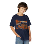 Youth T-Shirt — Autumn Lakeside Dock & Canoe Kids Tee