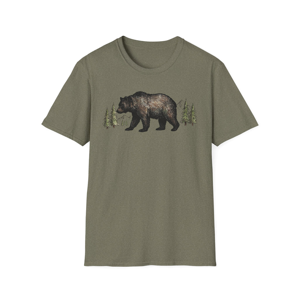 Bear & Forest T‑Shirt - Rustic Woodland Graphic Tee