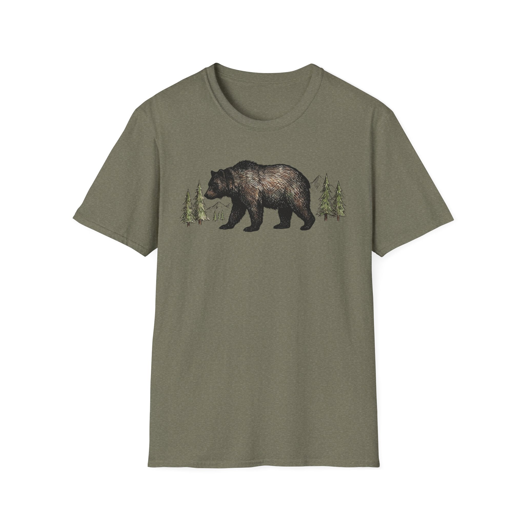 Bear & Forest T‑Shirt - Rustic Woodland Graphic Tee