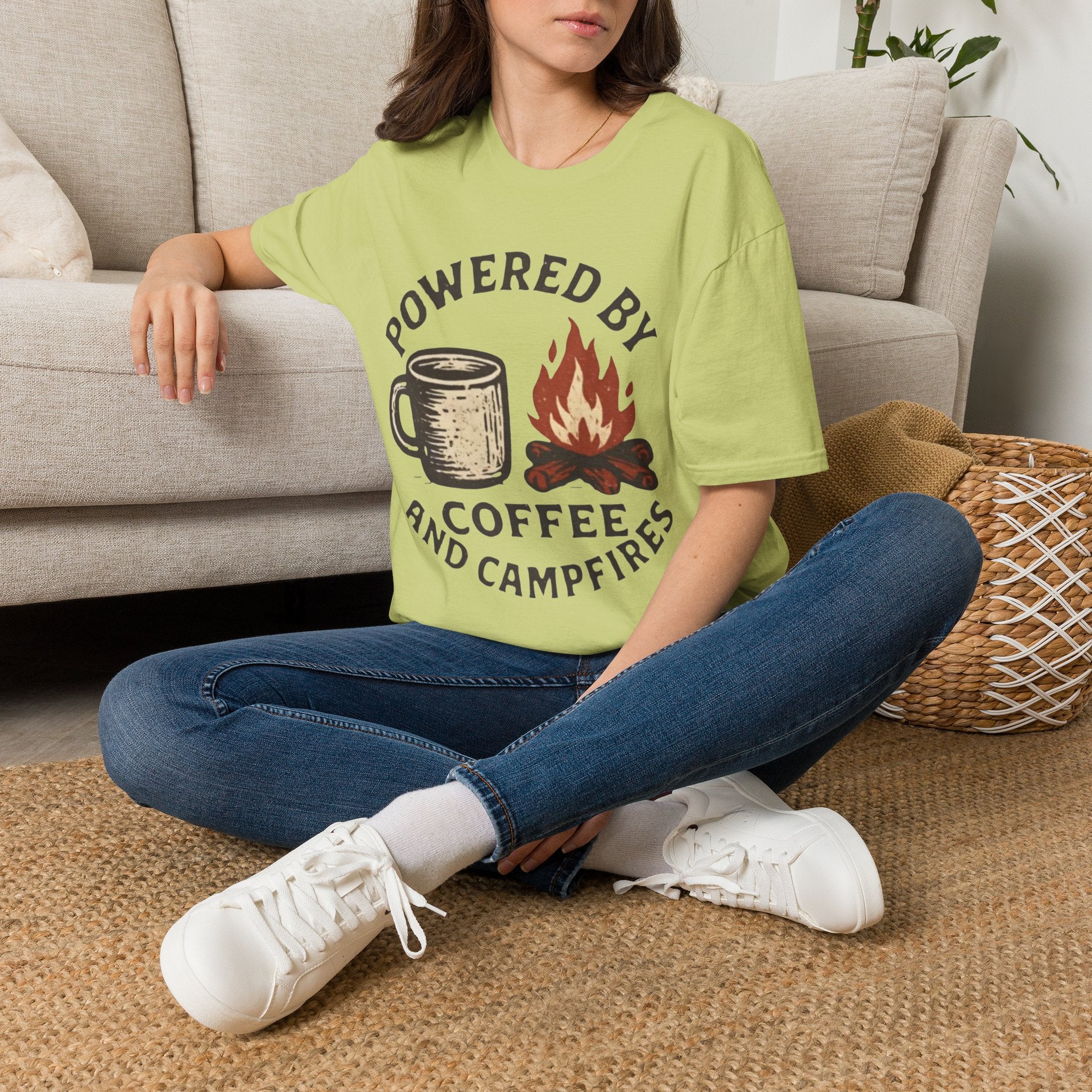 Powered By Coffee And Campfires Vintage Camping T-Shirt