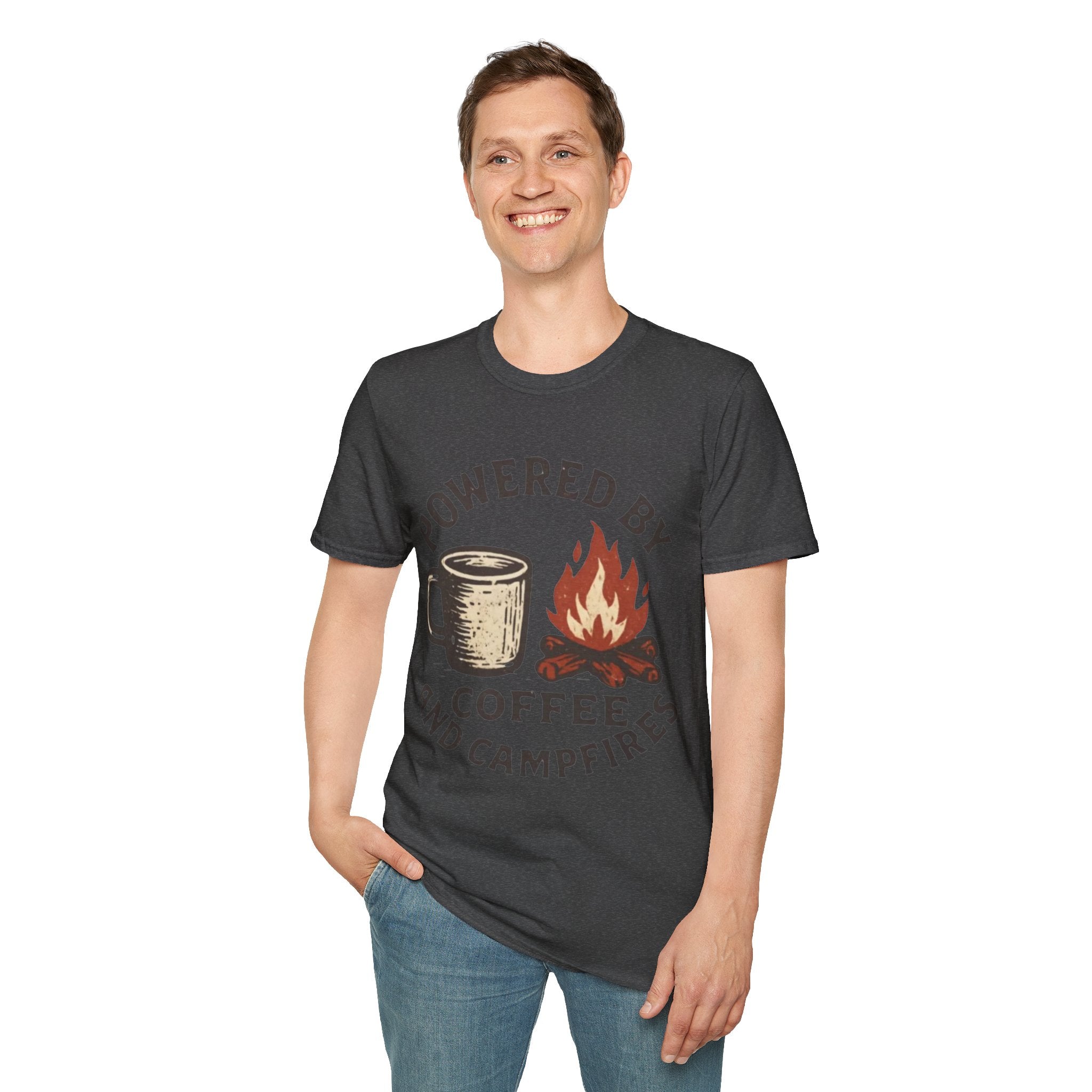 Powered By Coffee And Campfires Vintage Camping T-Shirt