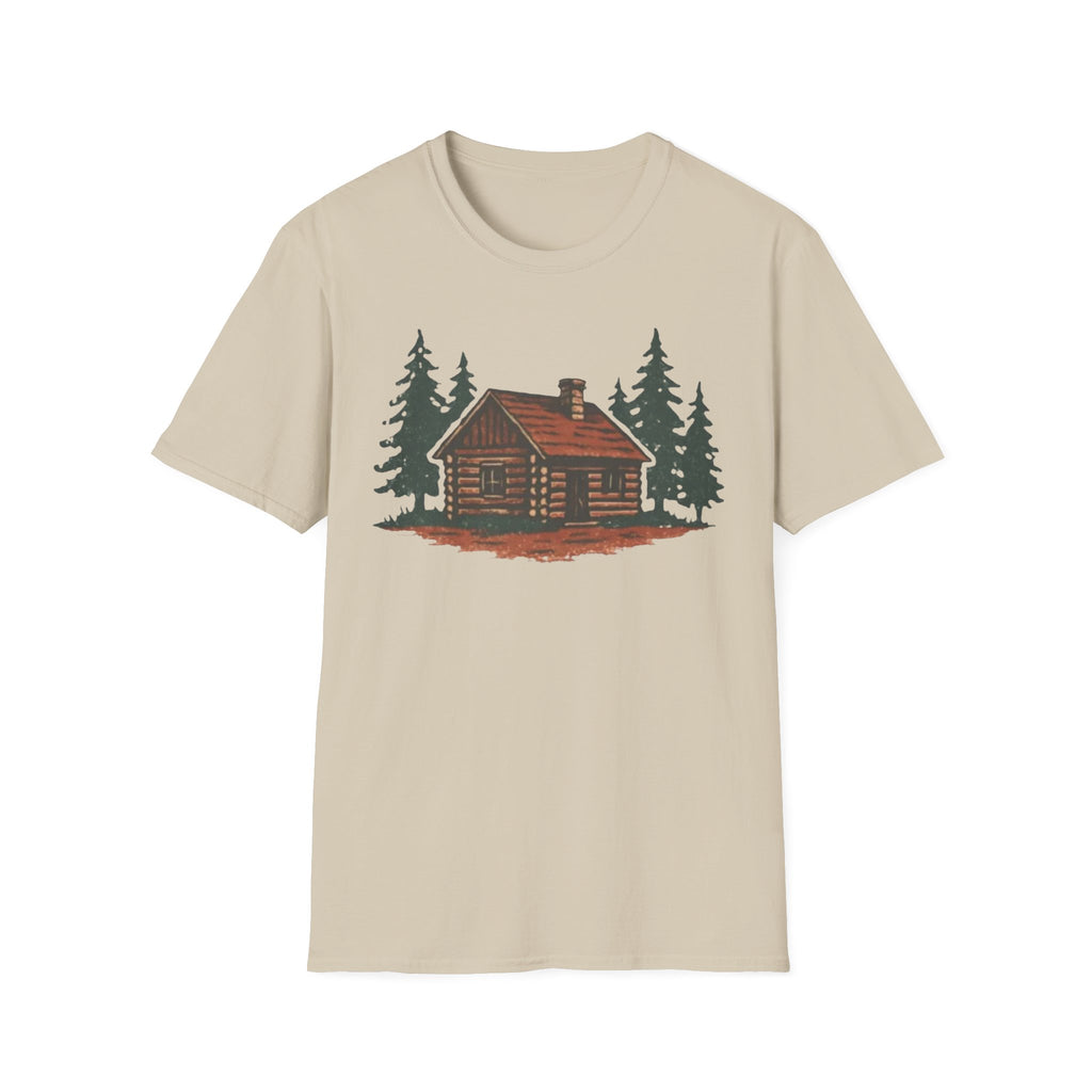 Vintage Cozy Cabin T-Shirt — Faded Pine Tree Cabin Tee