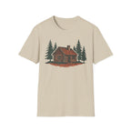 Vintage Cozy Cabin T-Shirt — Faded Pine Tree Cabin Tee