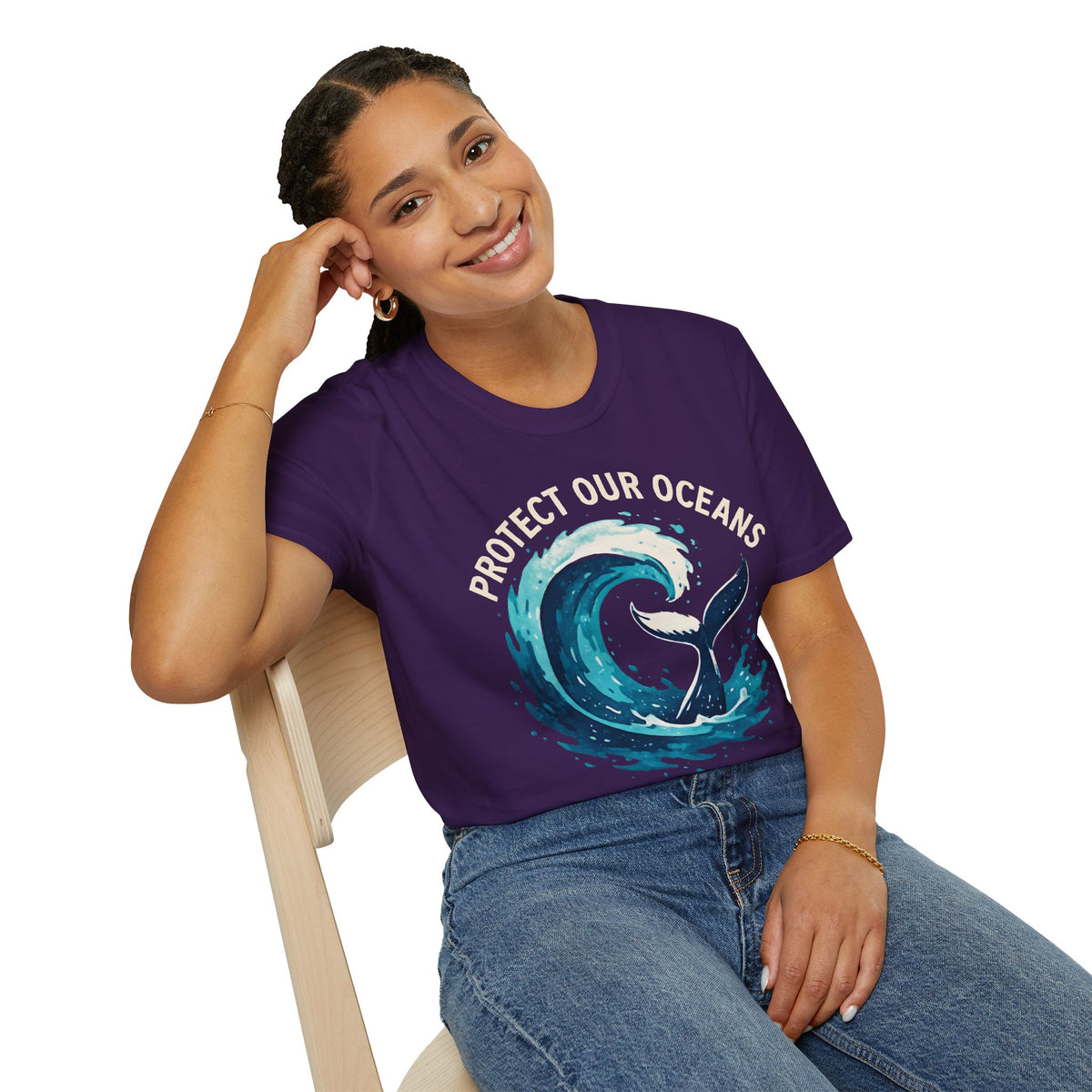 "Protect Our Oceans" Wave Whale Conservation T-Shirt