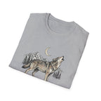 Wolf Howl T-Shirt — Moonlit Mountain Wildlife Tee