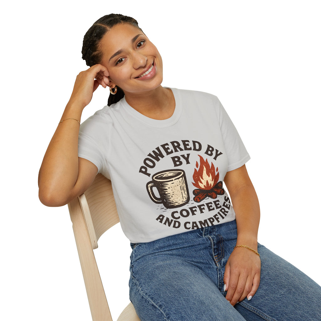Powered By Coffee And Campfires Vintage Camping T-Shirt