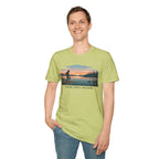 Outdoor T-Shirt — "Seeking Simple Treasures" Sunset Hiker Graphic