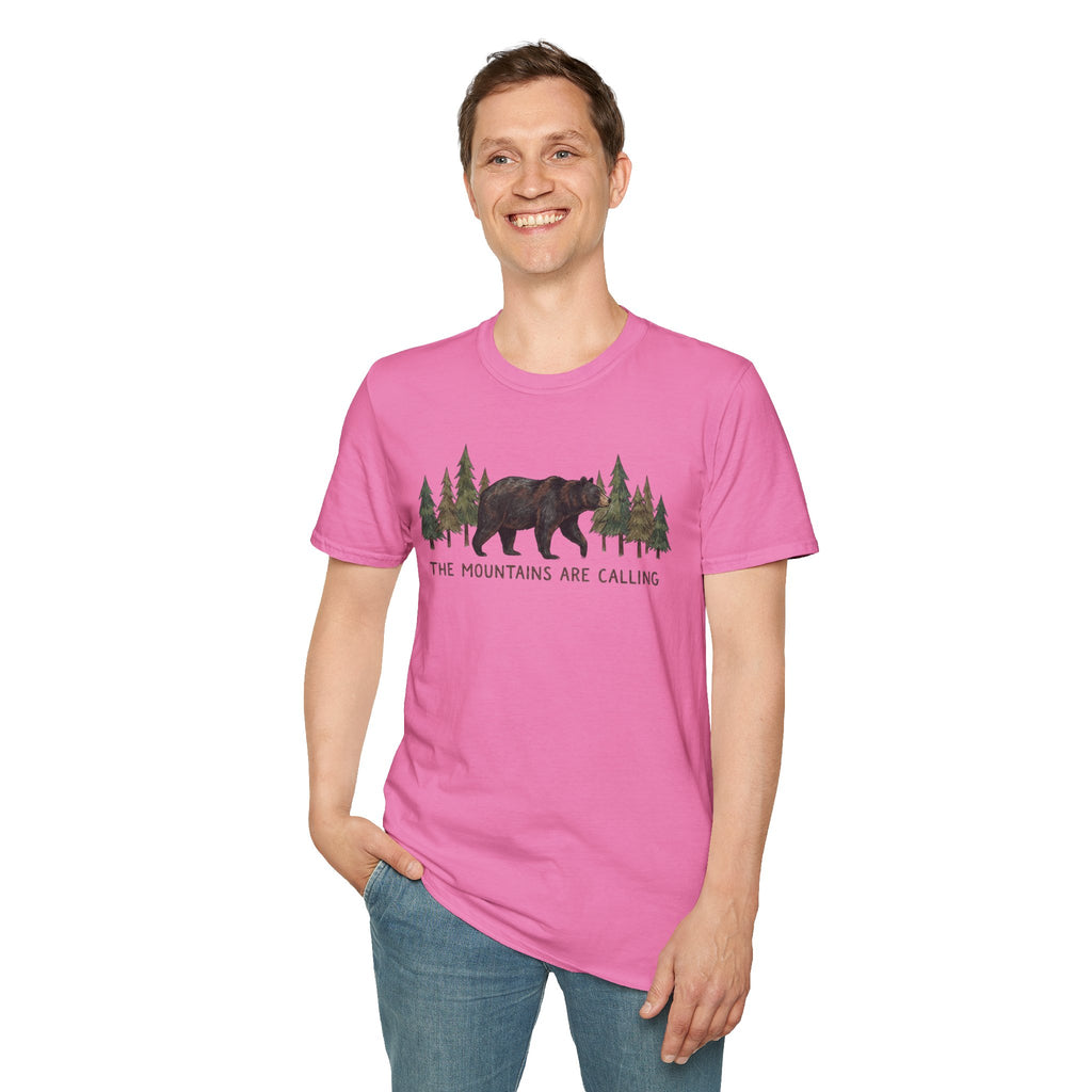 "The Mountains Are Calling" Bear and Pines T-Shirt — Outdoor Graphic Tee