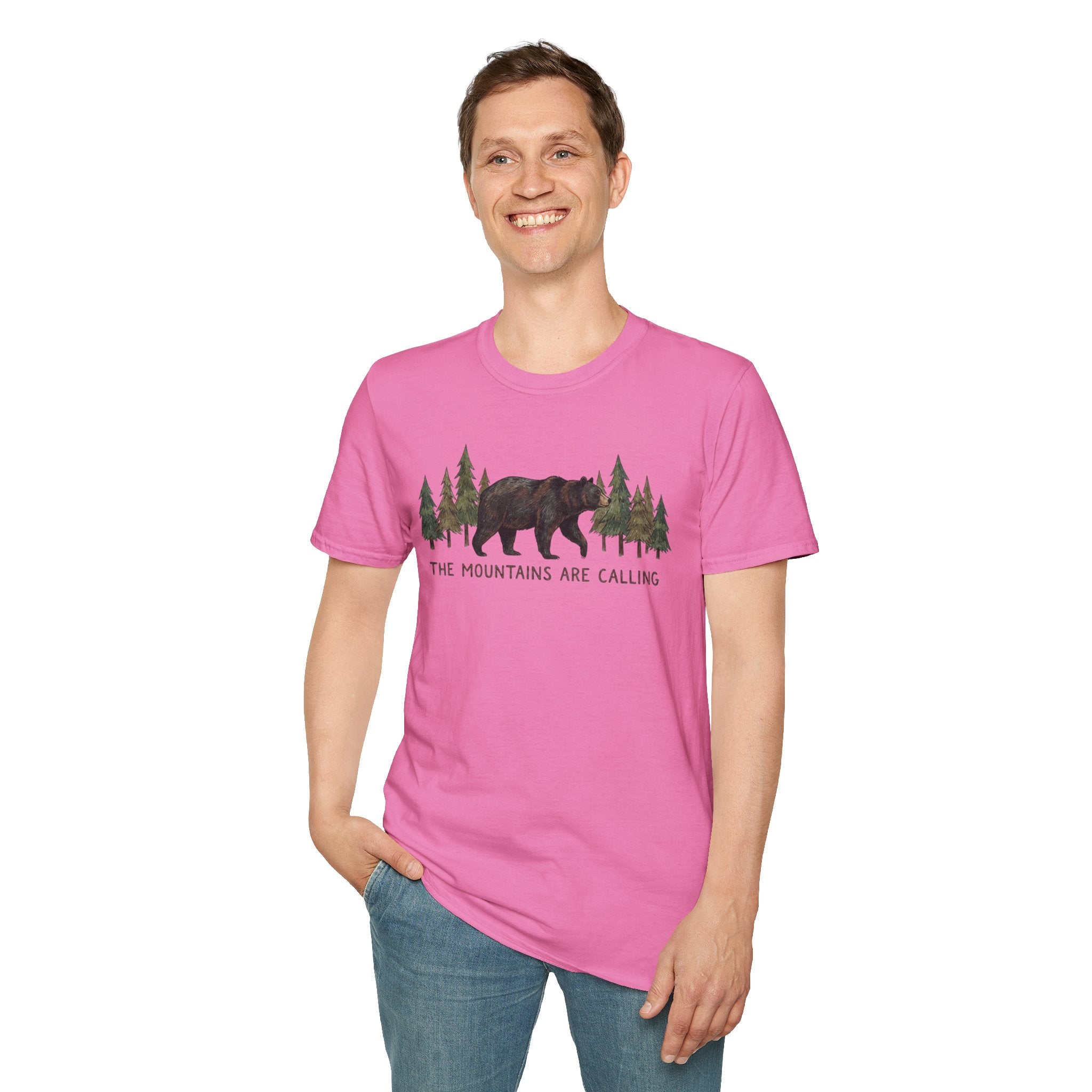 "The Mountains Are Calling" Bear and Pines T-Shirt — Outdoor Graphic Tee