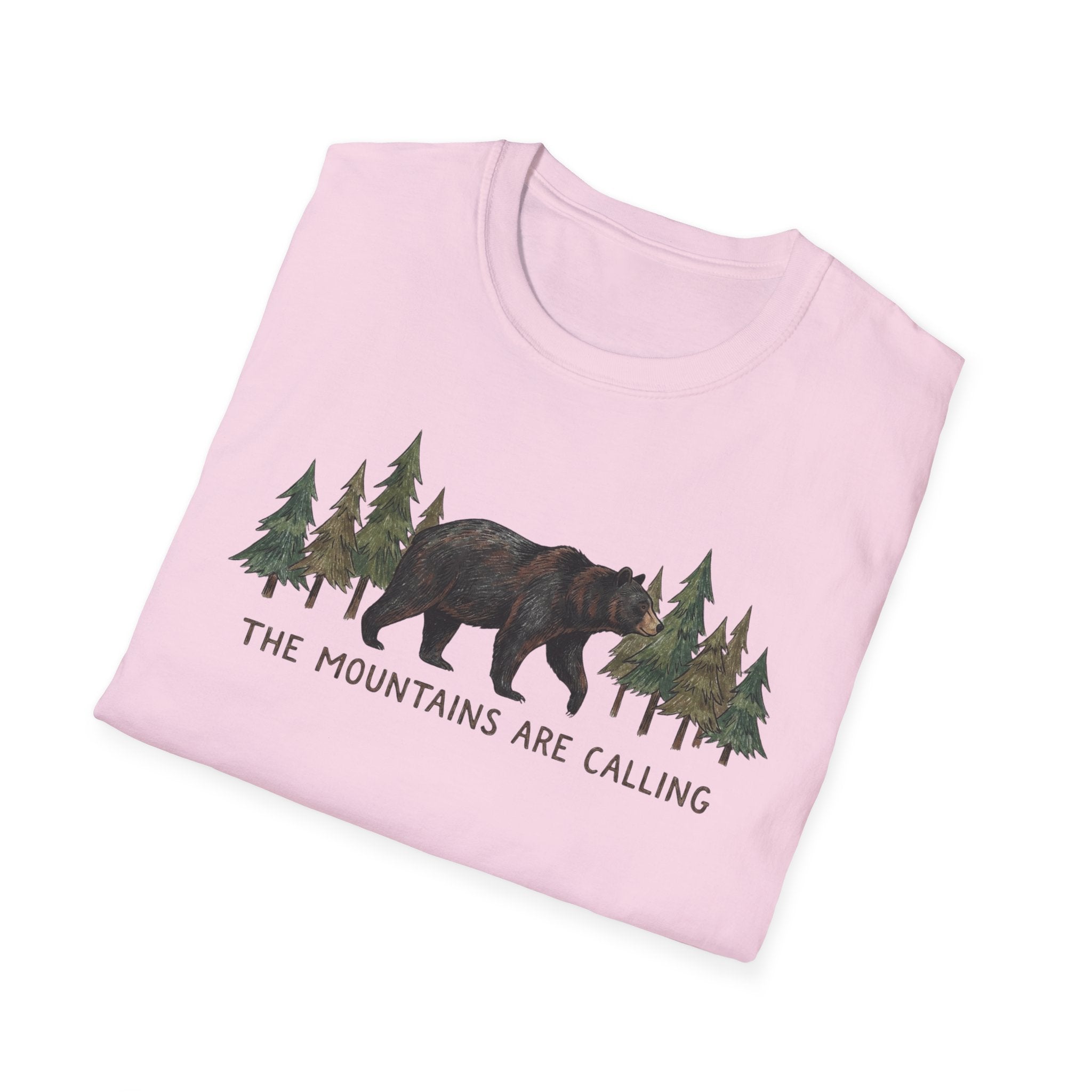 "The Mountains Are Calling" Bear and Pines T-Shirt — Outdoor Graphic Tee