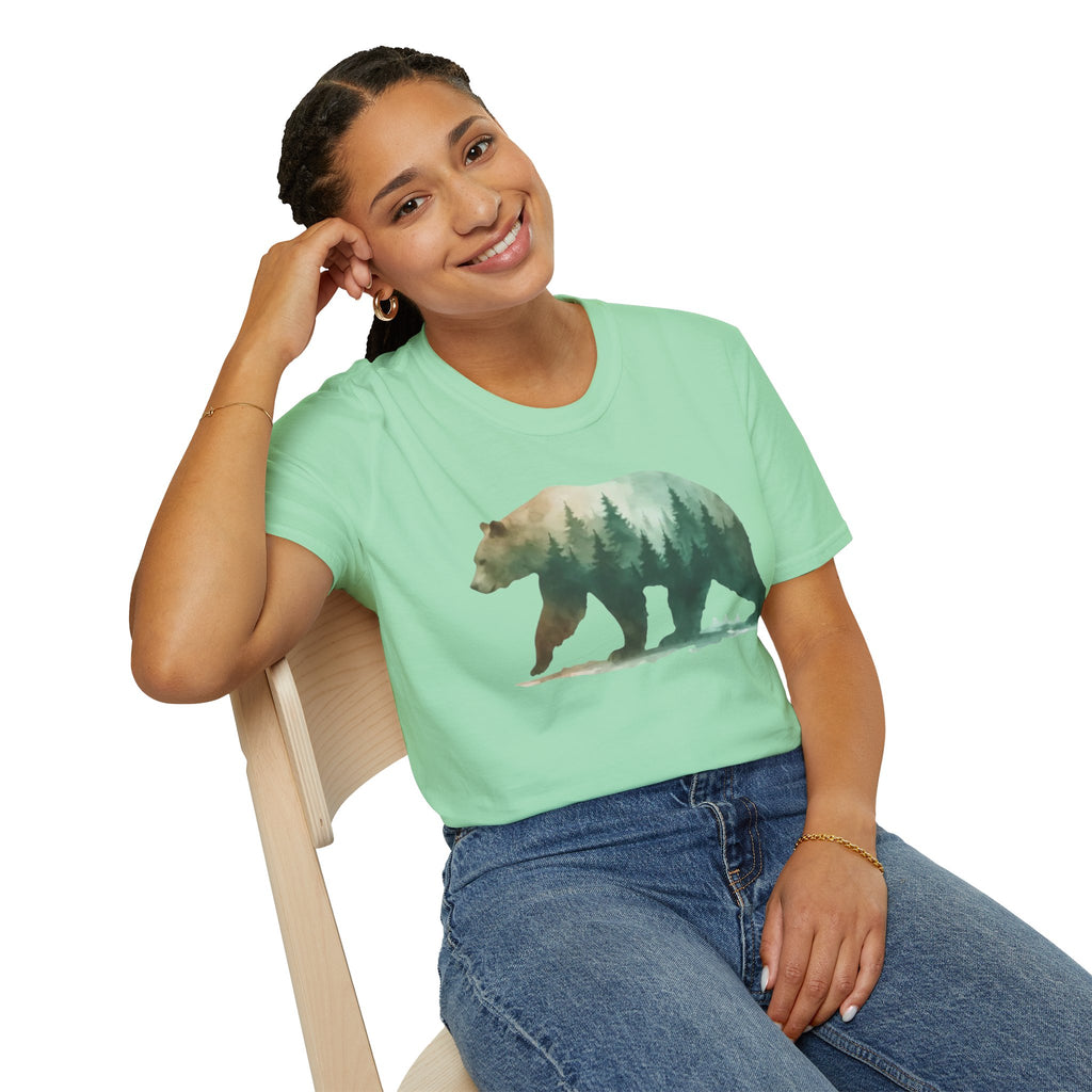 Forest Bear T-Shirt — Watercolor Woodland Bear Graphic Tee Shirt