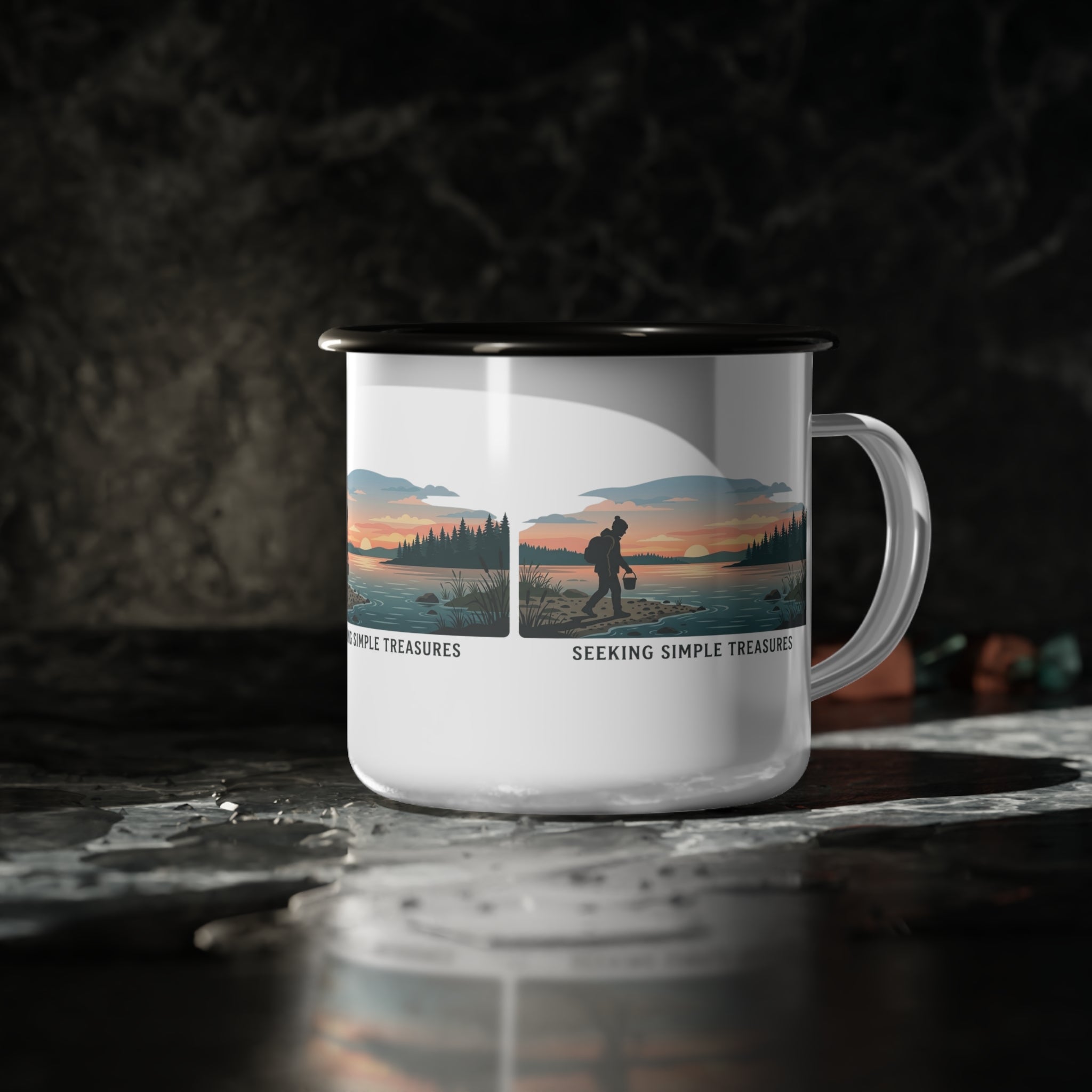 'Seeking Simple Treasures' Beachcomber Enamel Camp Cup