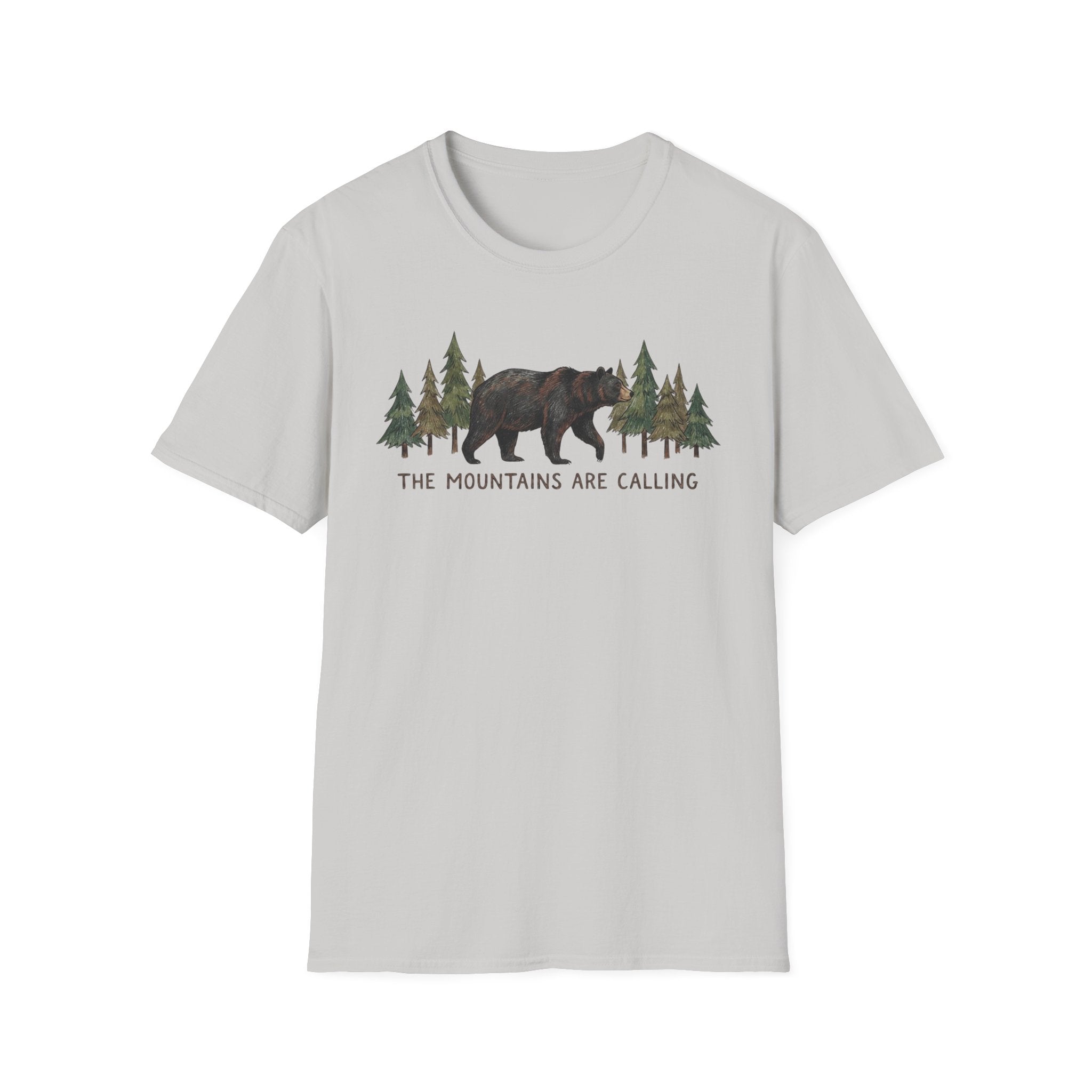 "The Mountains Are Calling" Bear and Pines T-Shirt — Outdoor Graphic Tee