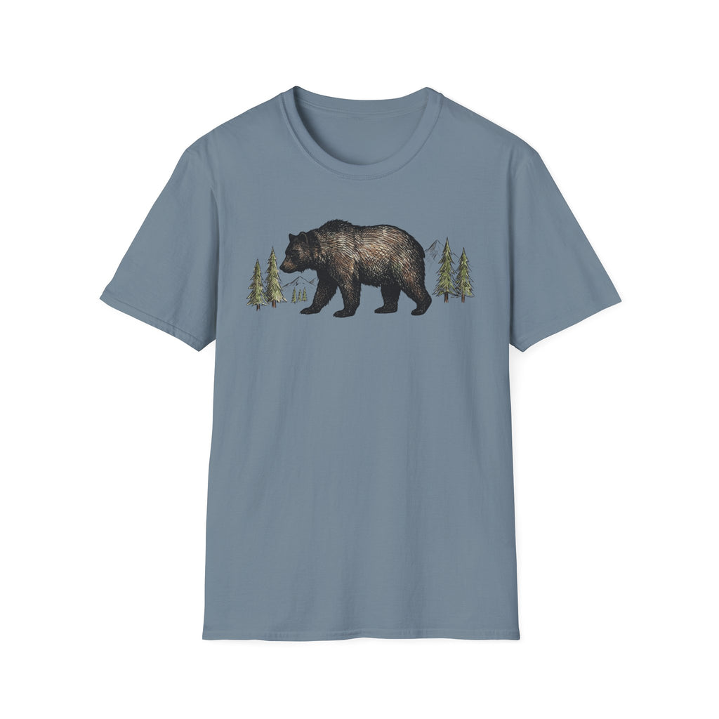 Bear & Forest T‑Shirt - Rustic Woodland Graphic Tee