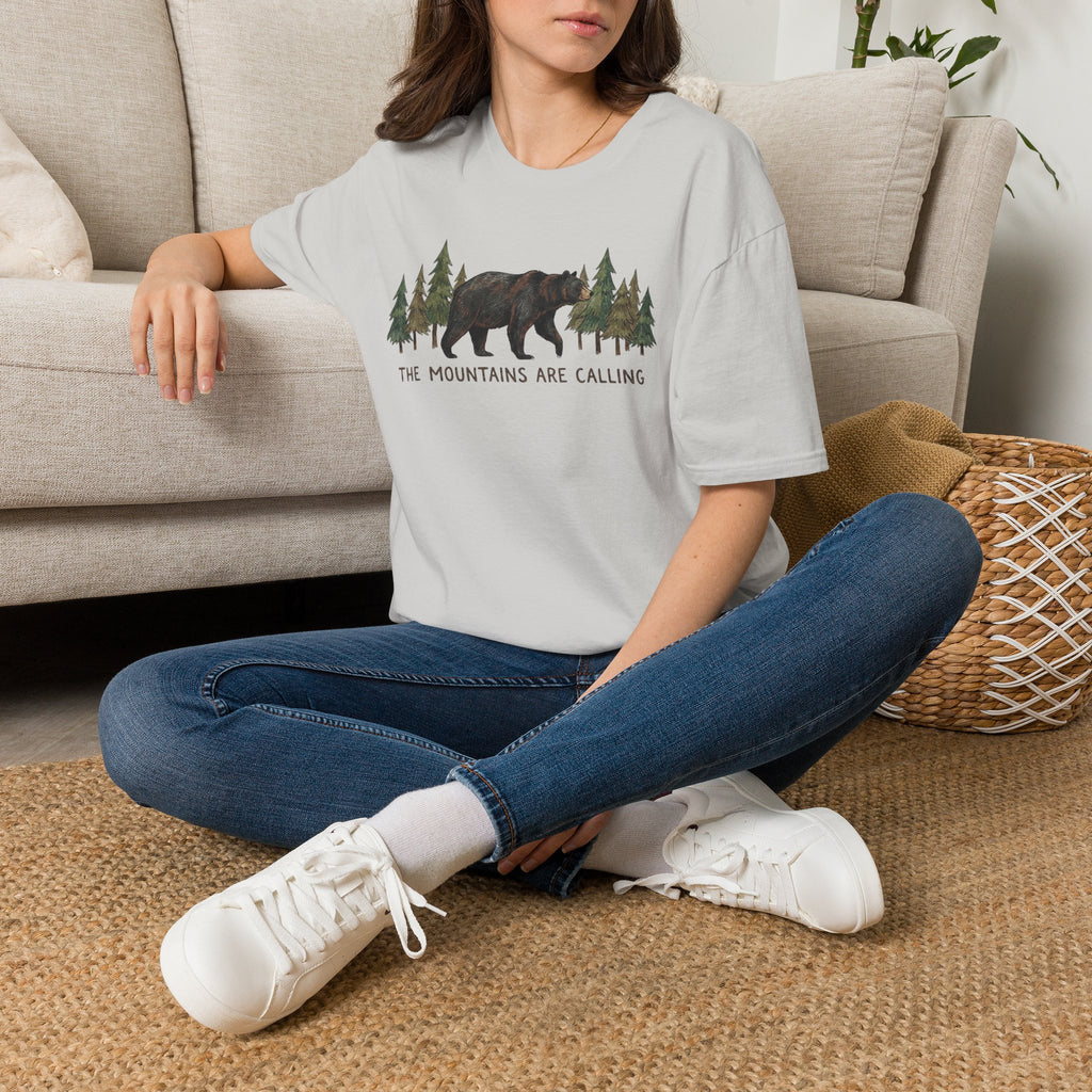 "The Mountains Are Calling" Bear and Pines T-Shirt — Outdoor Graphic Tee