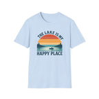 Canoe On The Lake At Sunset "The Lake Is My Happy Place" T-Shirt