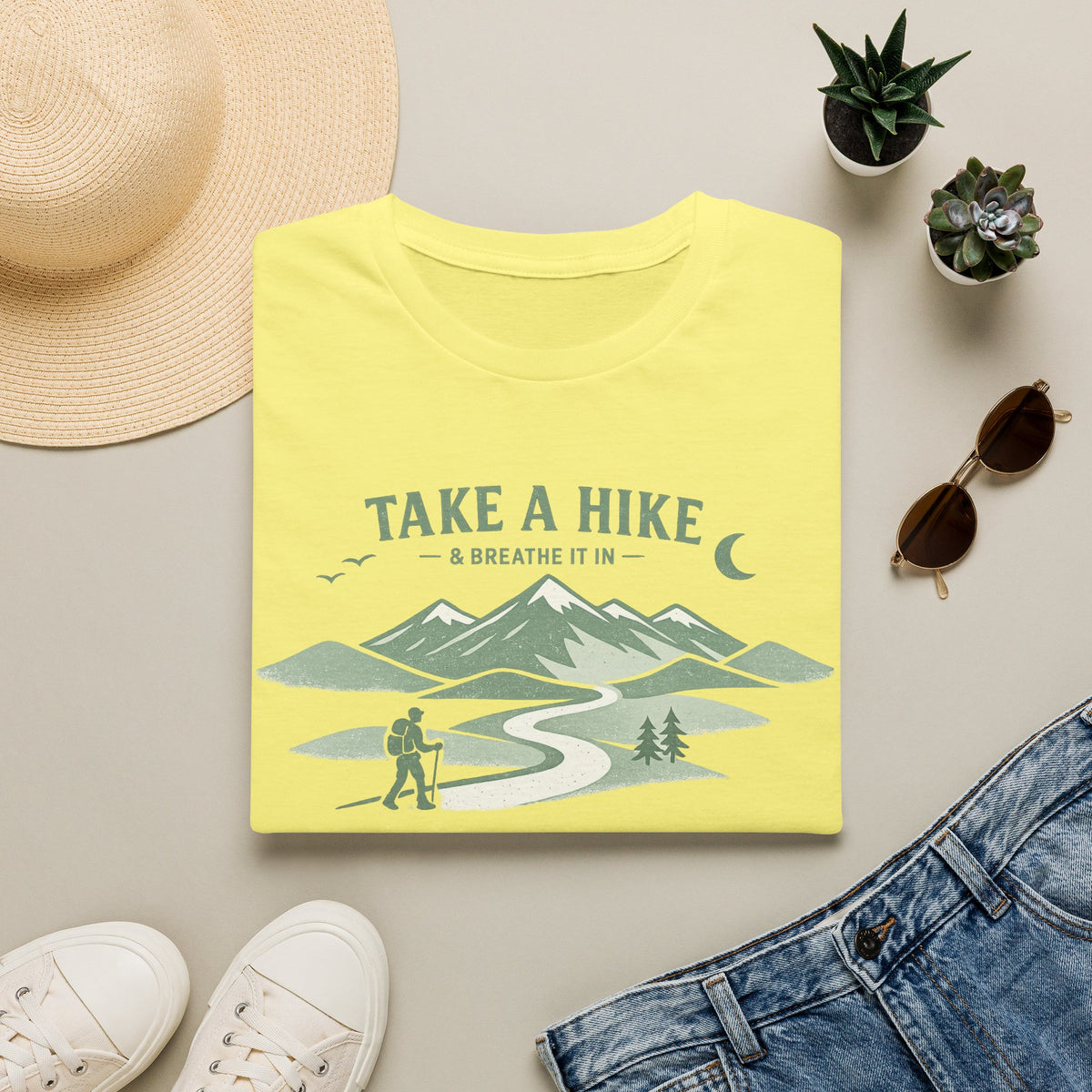 "Take A Hike & Breathe It In" Outdoor Hiking Graphic Tee
