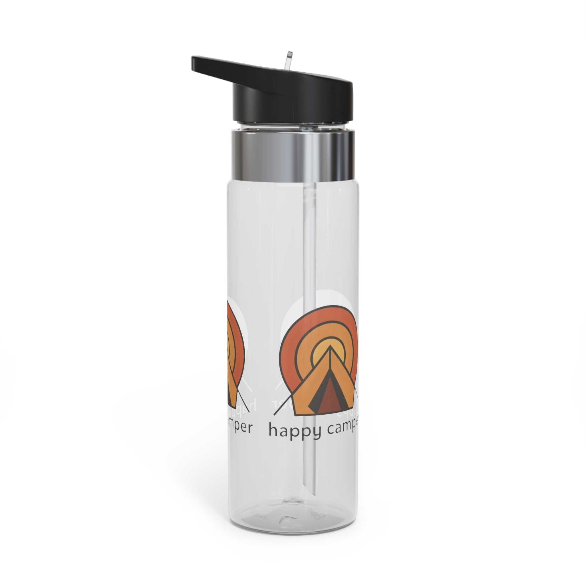 Retro Sunset Camping Water Bottle — 'Happy Camper' 20oz Tritan Sport Bottle