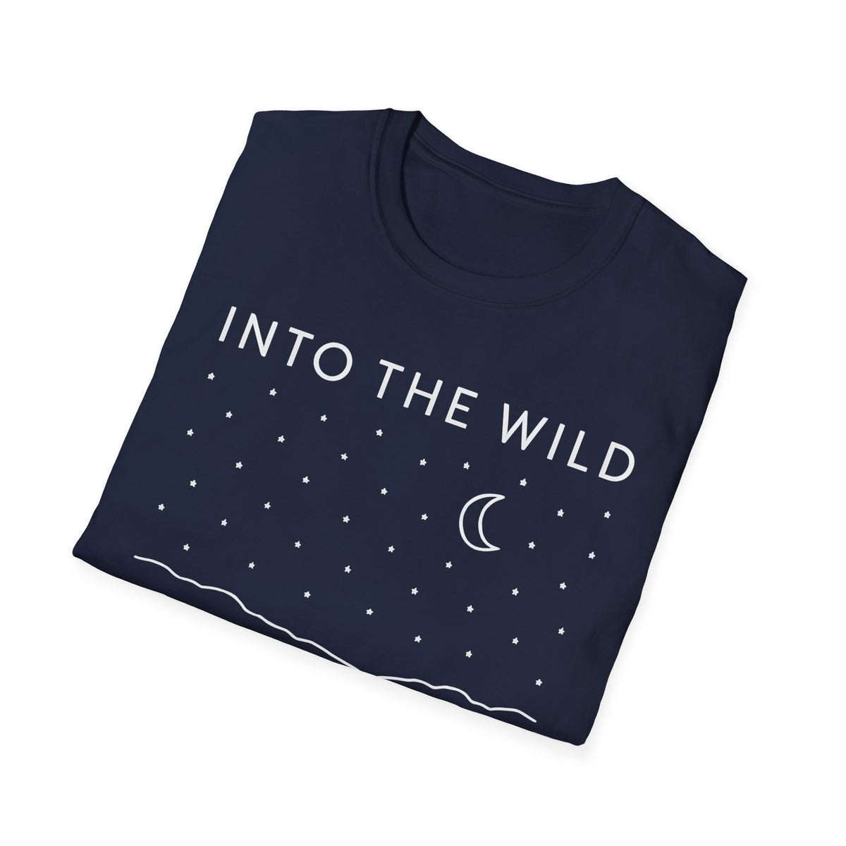 Into The Wild Canoe T-Shirt - Minimal Night Sky Lake Camping Tee