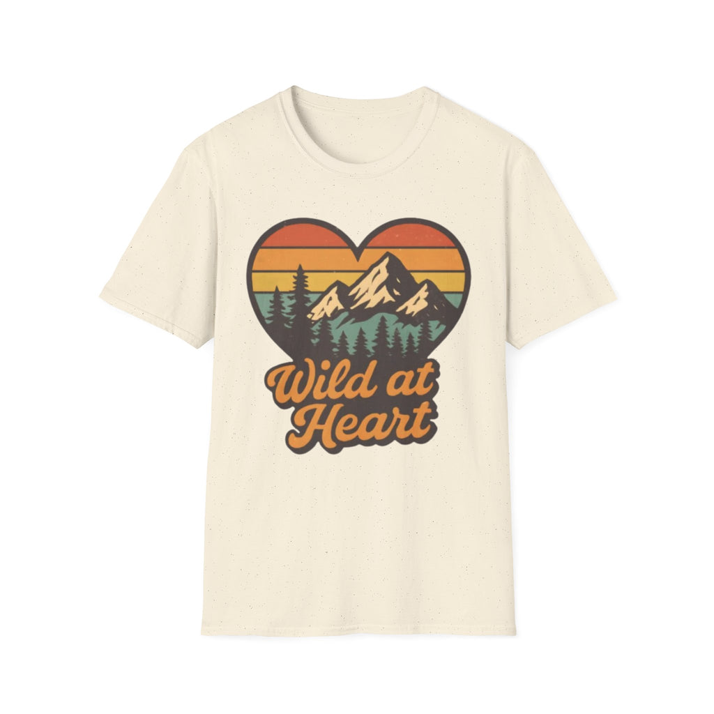 "Wild at Heart" Mountain Heart Retro Sunset Nature Tee Shirt