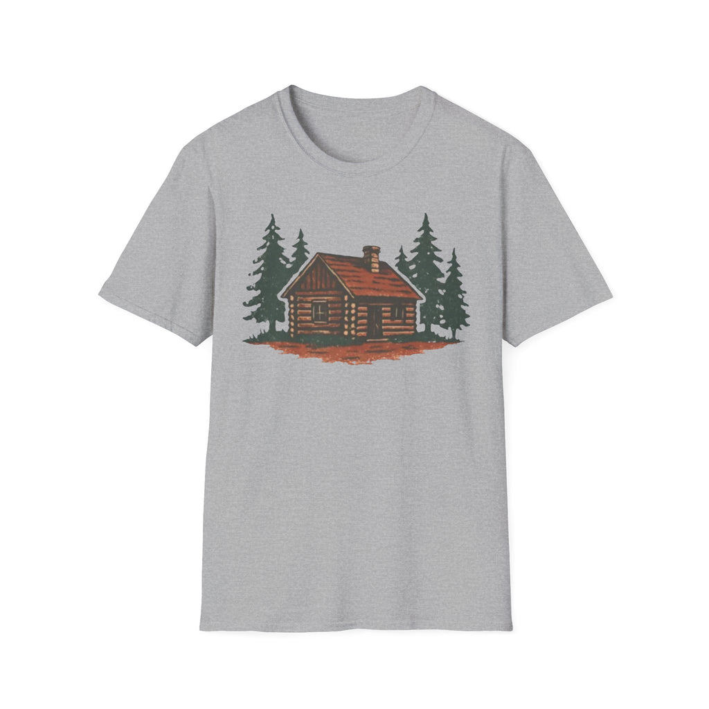 Vintage Cozy Cabin T-Shirt — Faded Pine Tree Cabin Tee