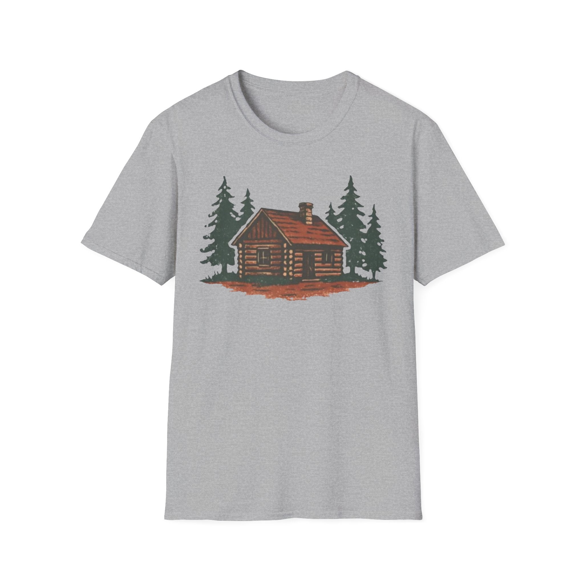 Vintage Cozy Cabin T-Shirt — Faded Pine Tree Cabin Tee