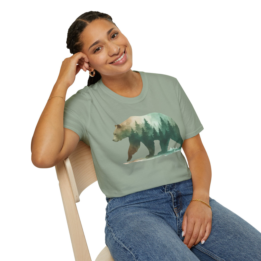 Forest Bear T-Shirt — Watercolor Woodland Bear Graphic Tee Shirt