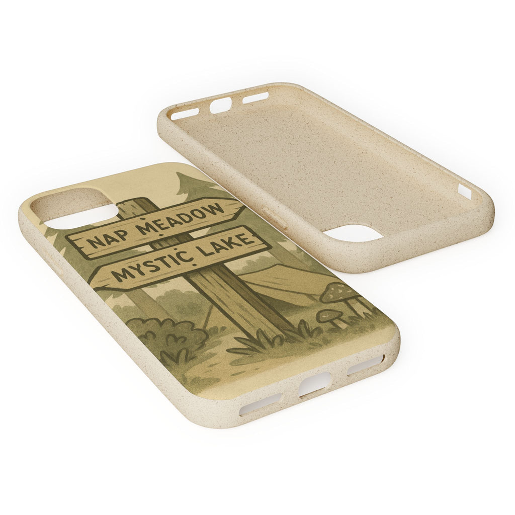 Biodegradable Phone Case — 'Nap Meadow' Mystic Lake Camping Design