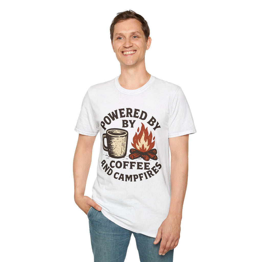 Powered By Coffee And Campfires Vintage Camping T-Shirt