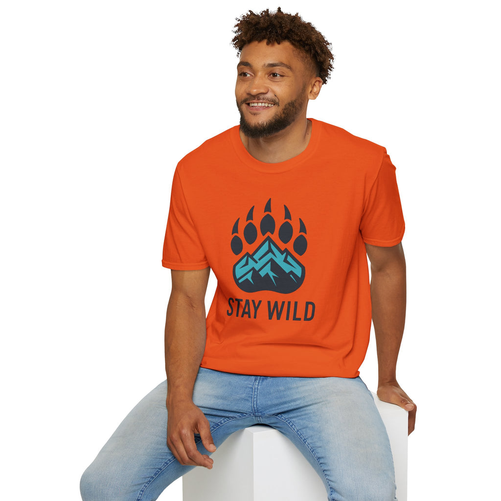 "Stay Wild" Bear Footprint Mountain Emblem T-Shirt