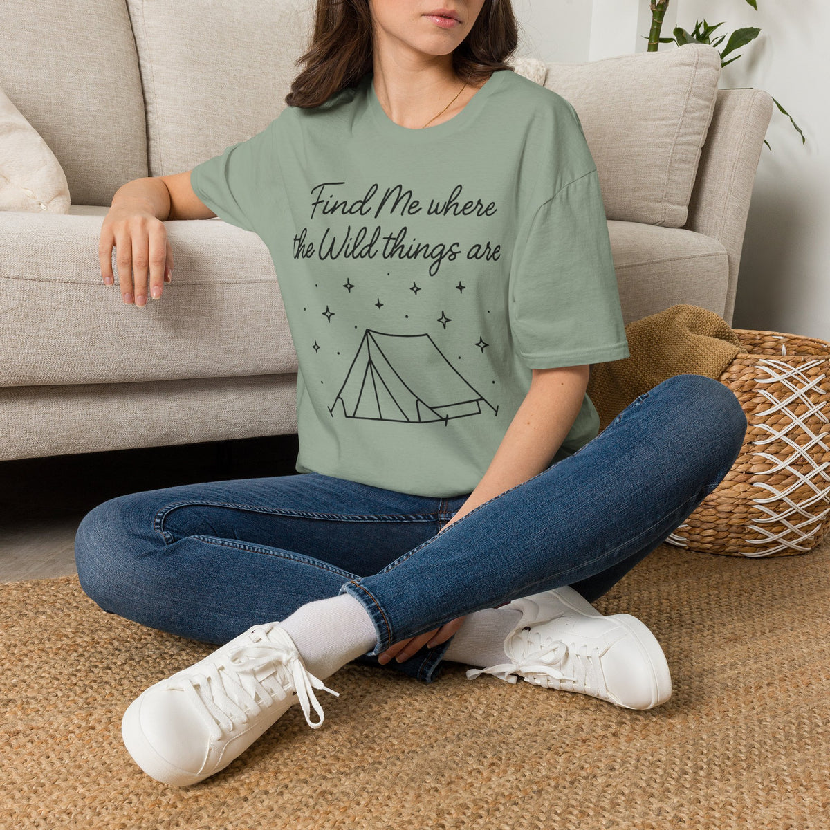 "Find Me Where the Wild Things Are" Casual Outdoor Camping Graphic T‑Shirt