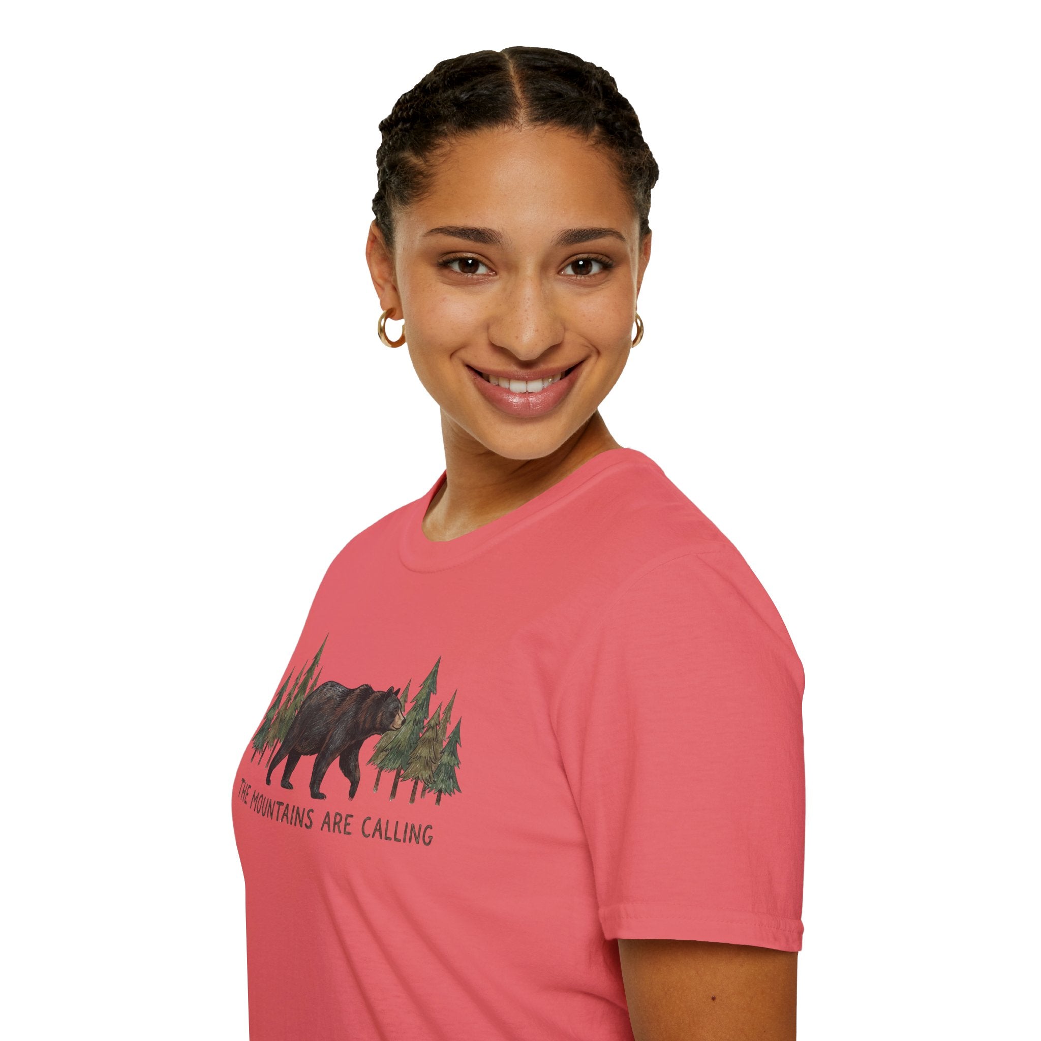 "The Mountains Are Calling" Bear and Pines T-Shirt — Outdoor Graphic Tee