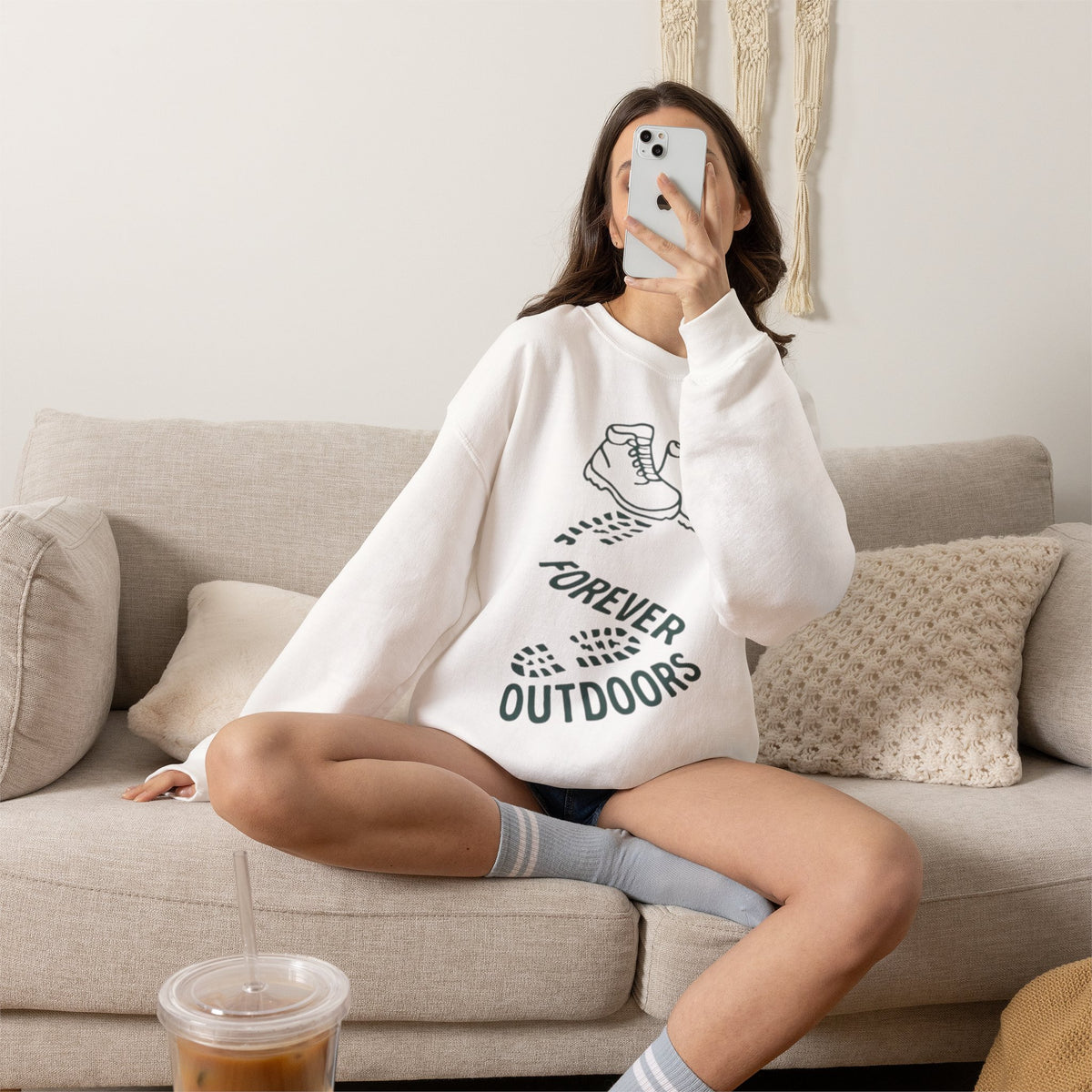 "Forever Outdoors" Hiking Boots Trail Sweatshirt Crewneck