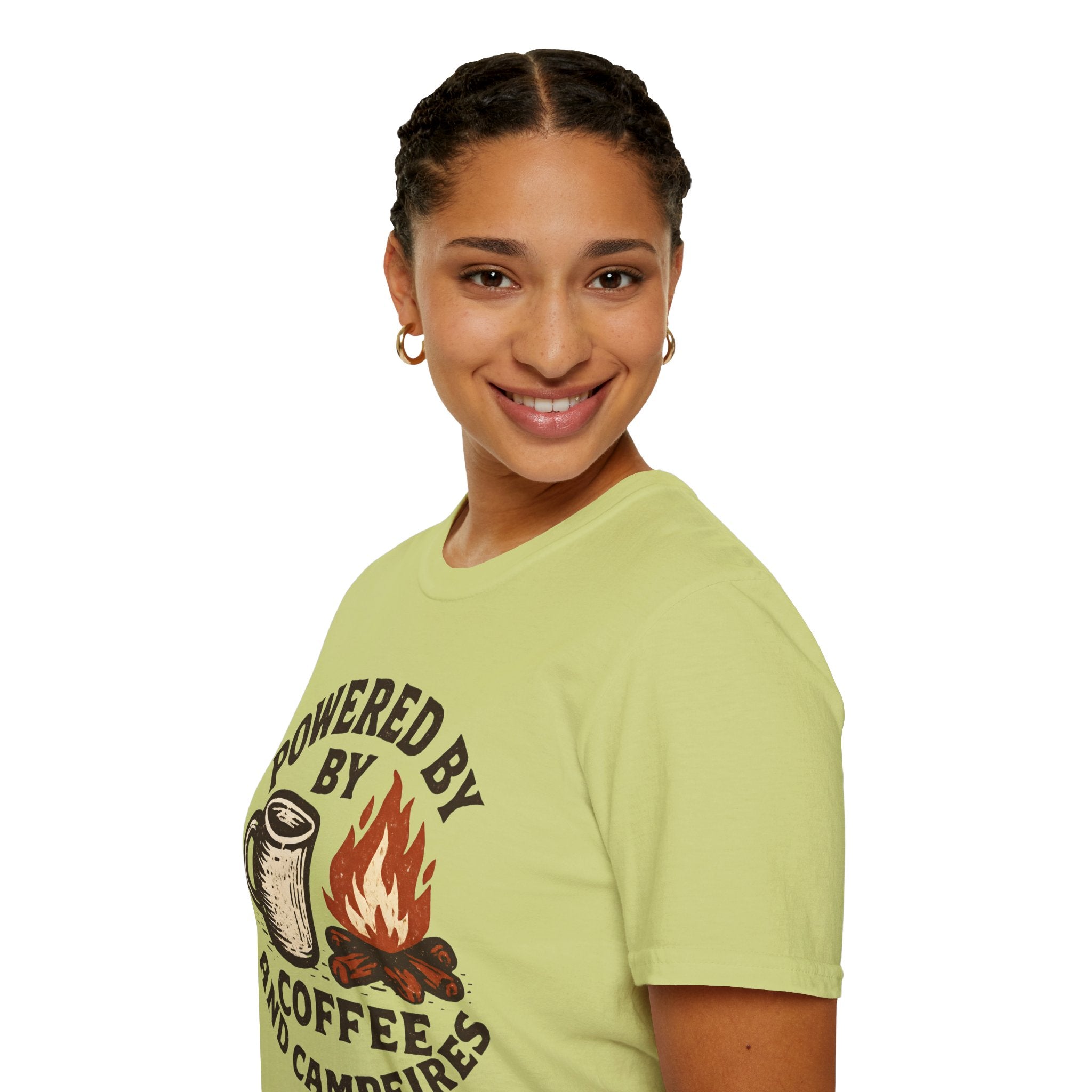Powered By Coffee And Campfires Vintage Camping T-Shirt
