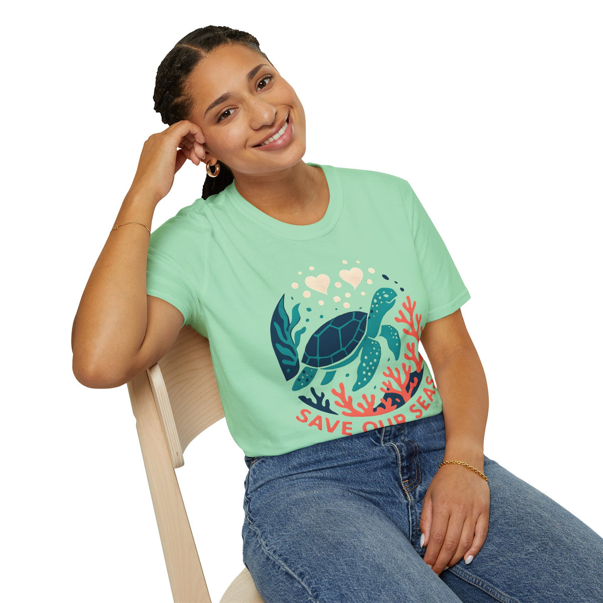 "Save Our Seas" Sea Turtle Ocean Conservation Tee Shirt