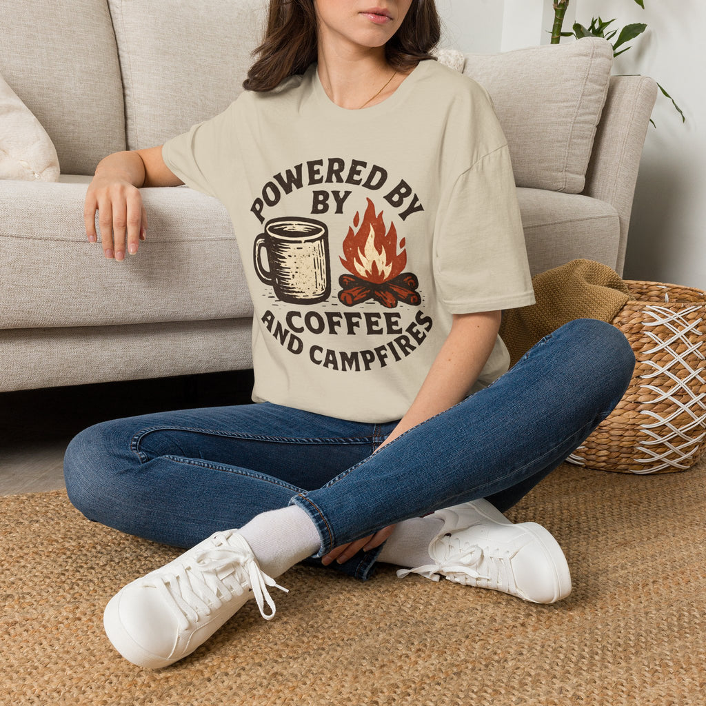 Powered By Coffee And Campfires Vintage Camping T-Shirt