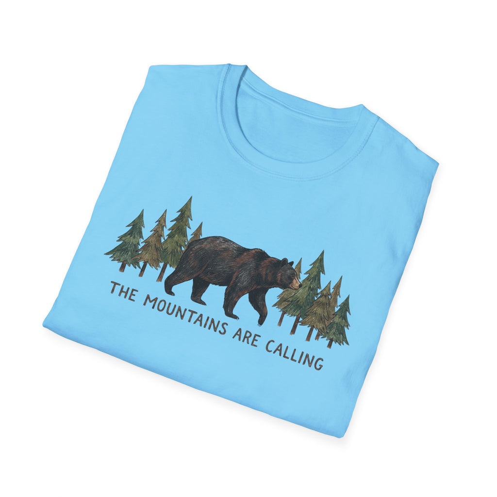 "The Mountains Are Calling" Bear and Pines T-Shirt — Outdoor Graphic Tee