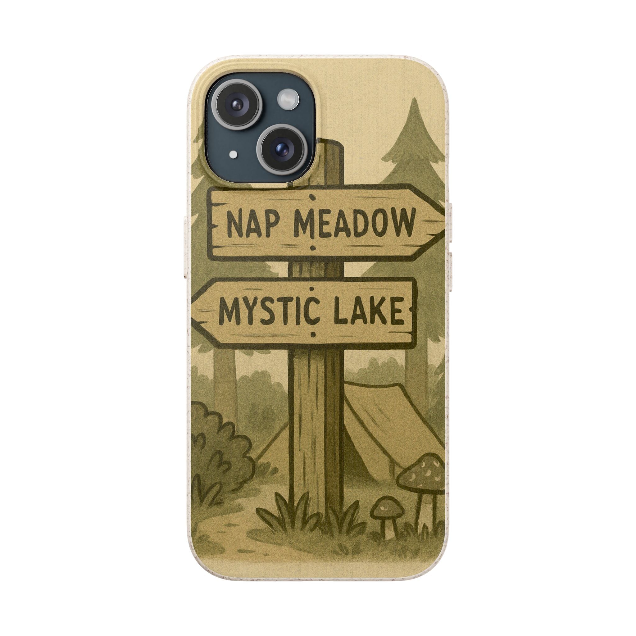 Biodegradable Phone Case — 'Nap Meadow' Mystic Lake Camping Design