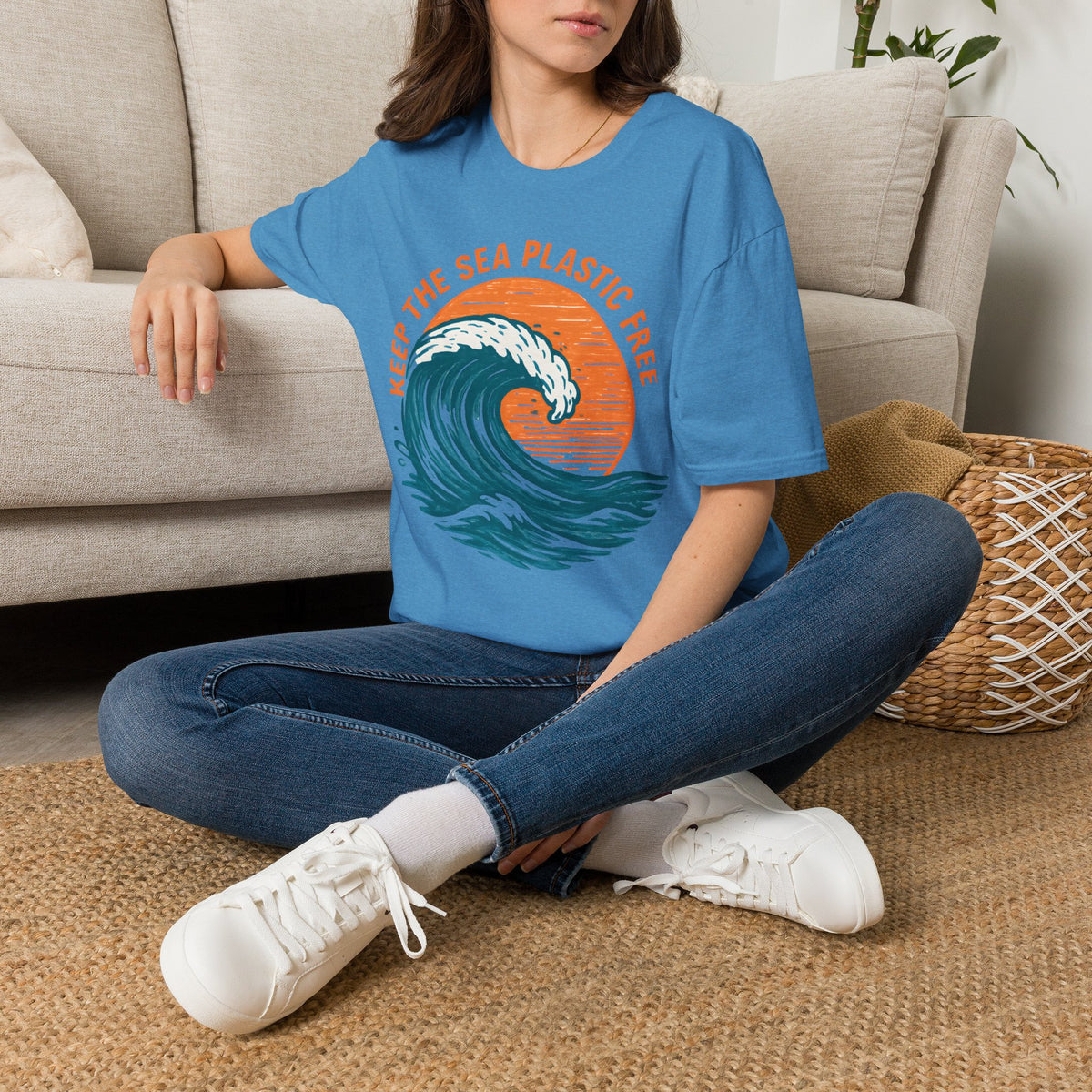 "Keep the Sea Plastic Free" Ocean Conservation Wave Tee Shirt