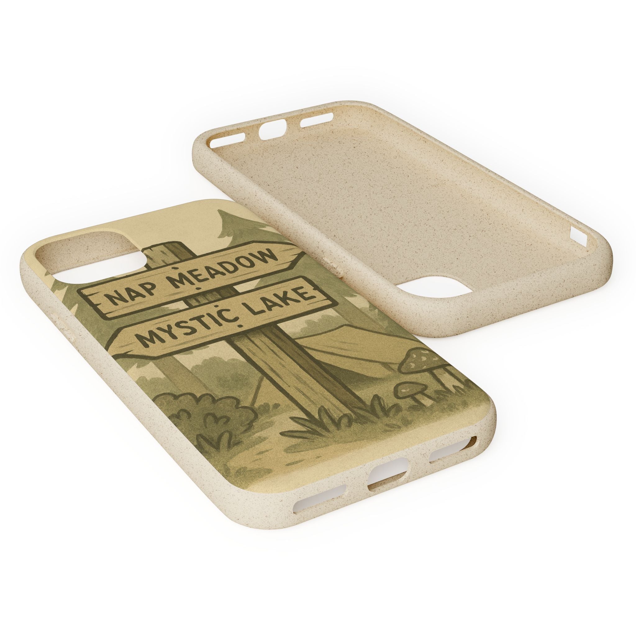 Biodegradable Phone Case — 'Nap Meadow' Mystic Lake Camping Design