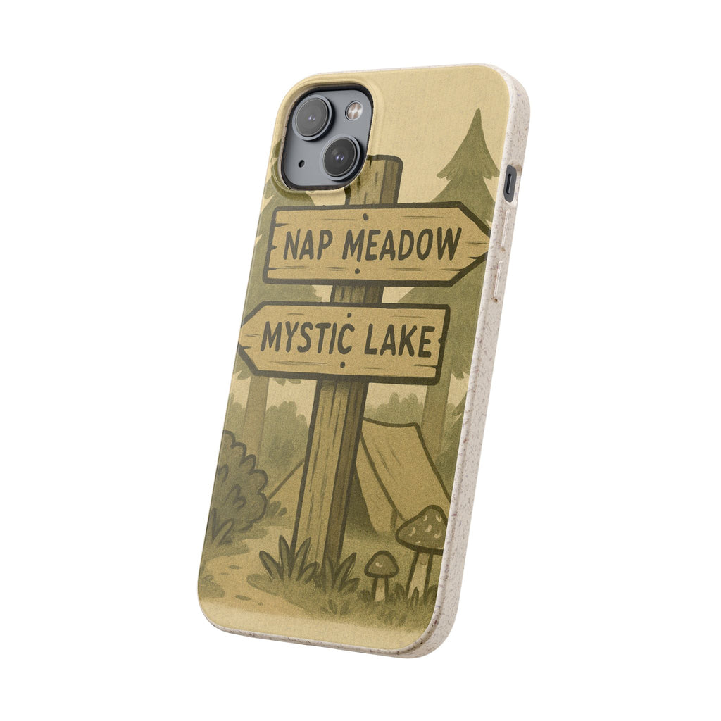 Biodegradable Phone Case — 'Nap Meadow' Mystic Lake Camping Design