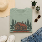 Vintage Cozy Cabin T-Shirt — Faded Pine Tree Cabin Tee