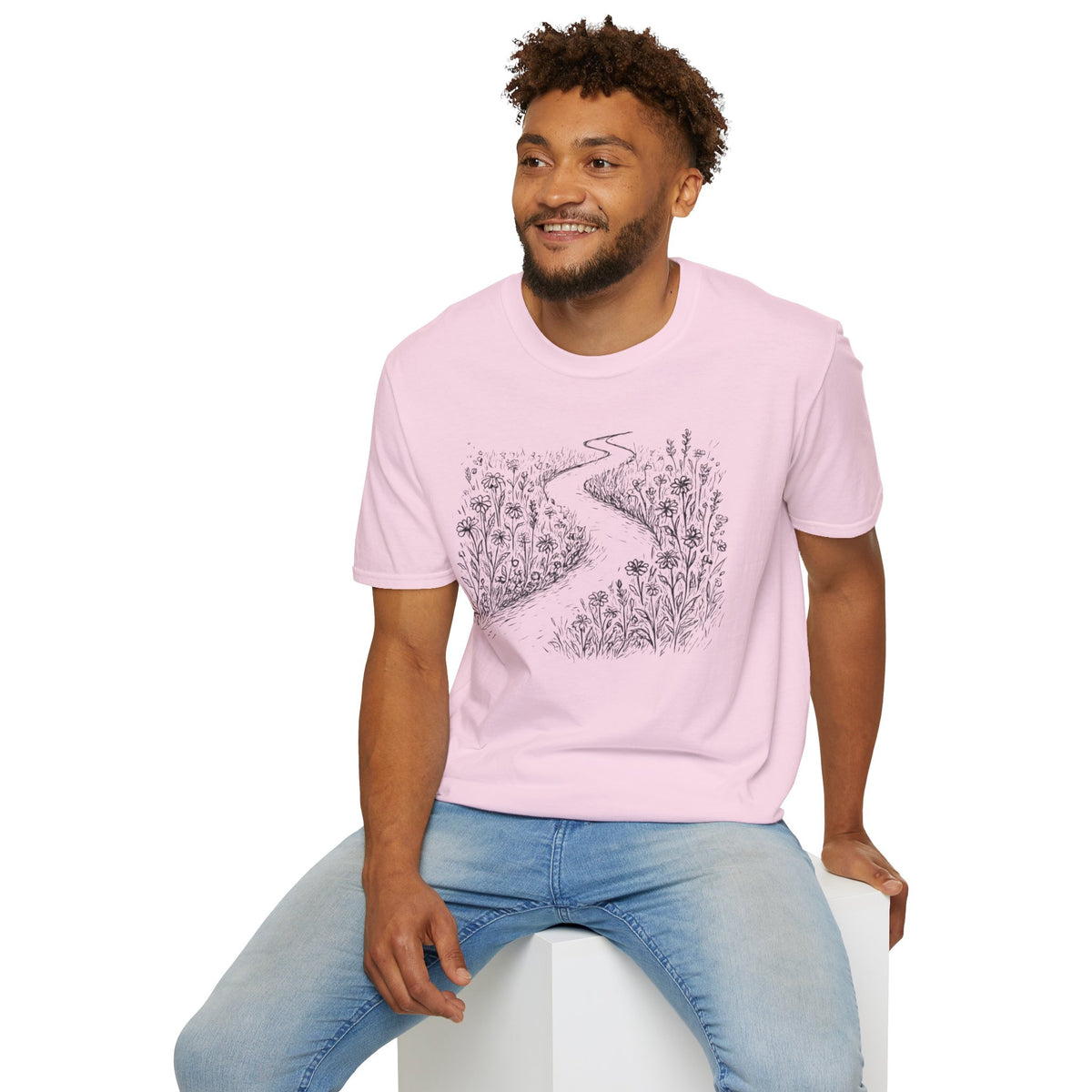 Winding Path Through The Meadow Floral T-Shirt