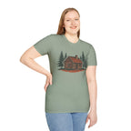 Vintage Cozy Cabin T-Shirt — Faded Pine Tree Cabin Tee