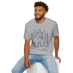 Bear & Pines T-Shirt — Minimal Line Drawing Woodland Tee