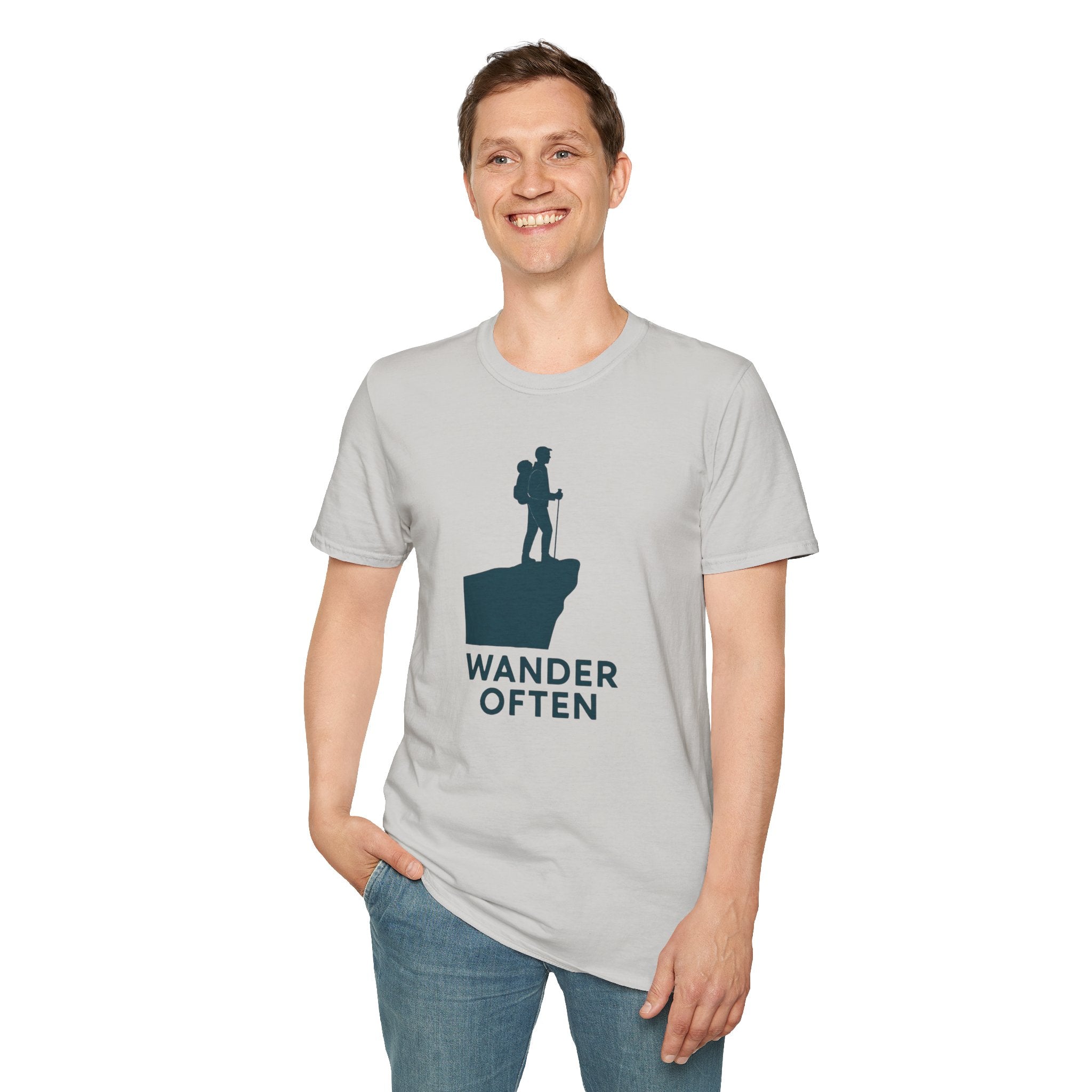 "Wander Often" Hiker on Cliff T-Shirt